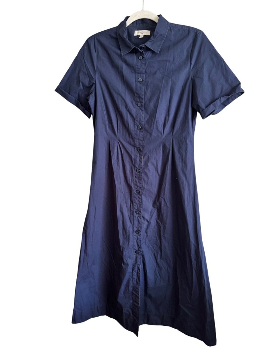 Habitual Womens Navy Button Down Short-Sleeve Collared Midi Shirt Dress XS